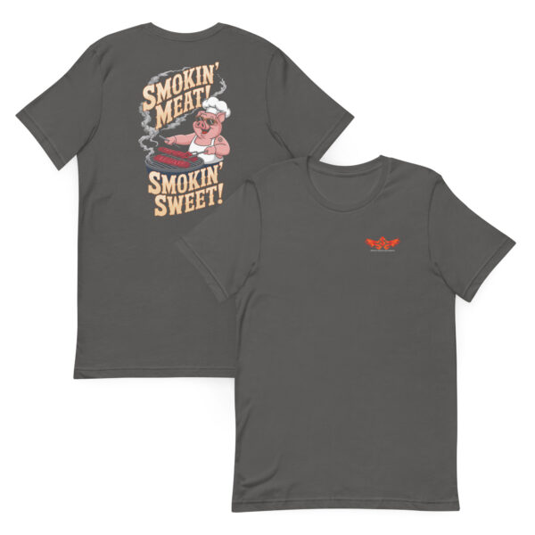 Smokin’ Meat, Smokin’ Sweet! (Male Pig - Unisex T-shirt with Front Logo) - Image 6