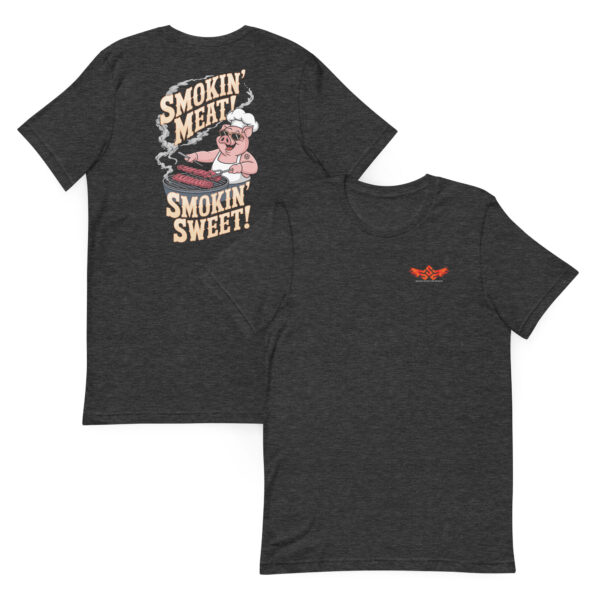 Smokin’ Meat, Smokin’ Sweet! (Male Pig - Unisex T-shirt with Front Logo) - Image 5