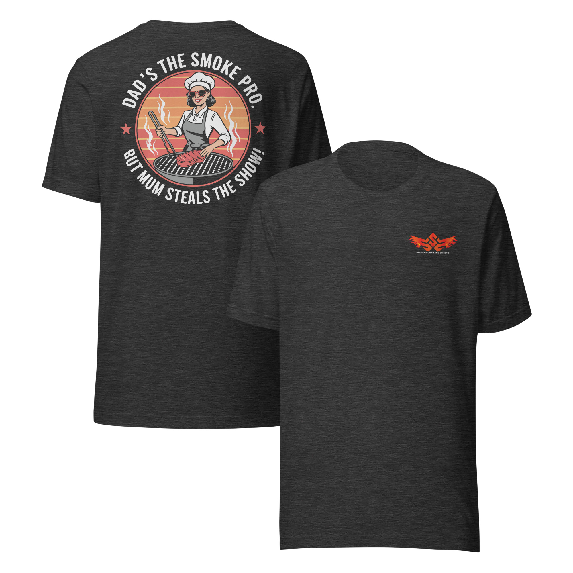 Dad’s the Smoke Pro, But Mum Steals the Show Logo T-Shirt - Image 4