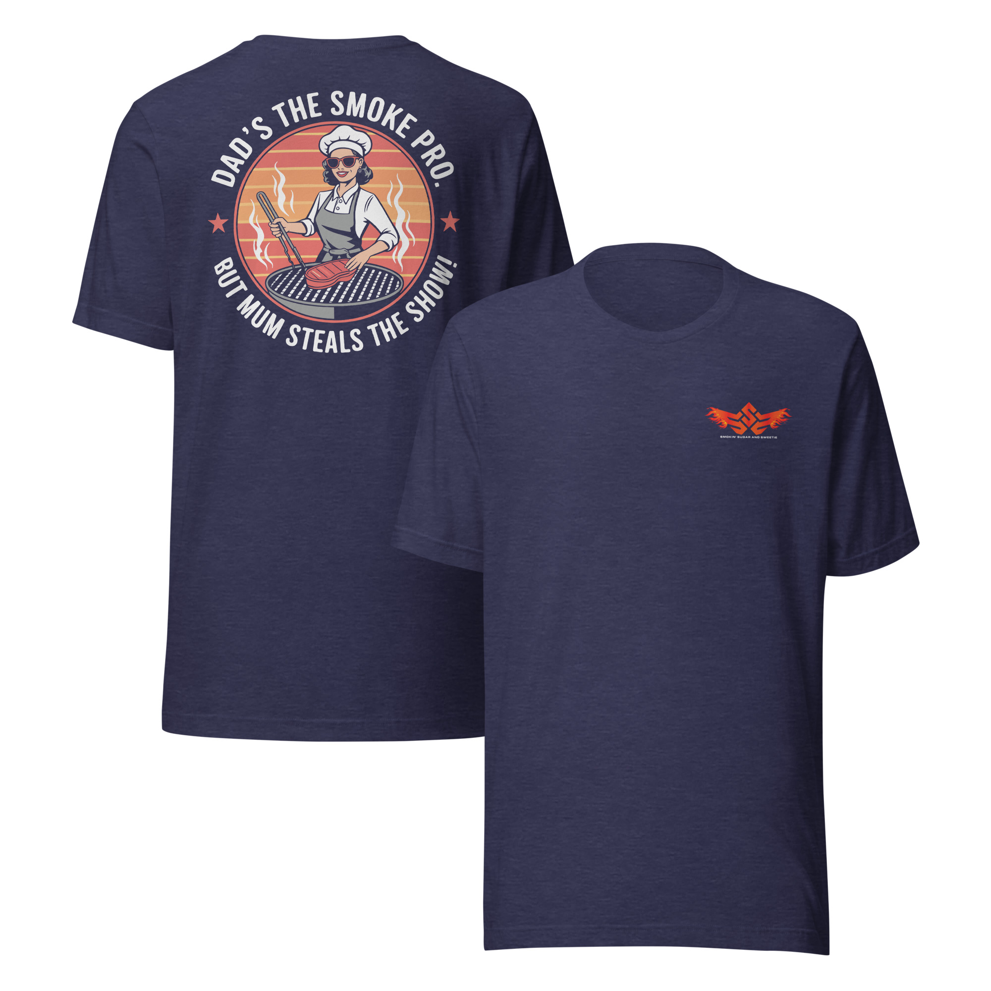 Dad’s the Smoke Pro, But Mum Steals the Show Logo T-Shirt - Image 3