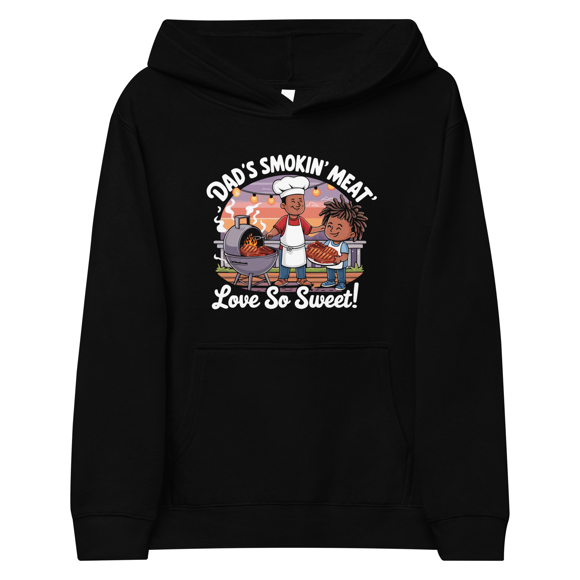 Dad’s Smokin’ Meat, Love So Sweet! Kids Hoodie