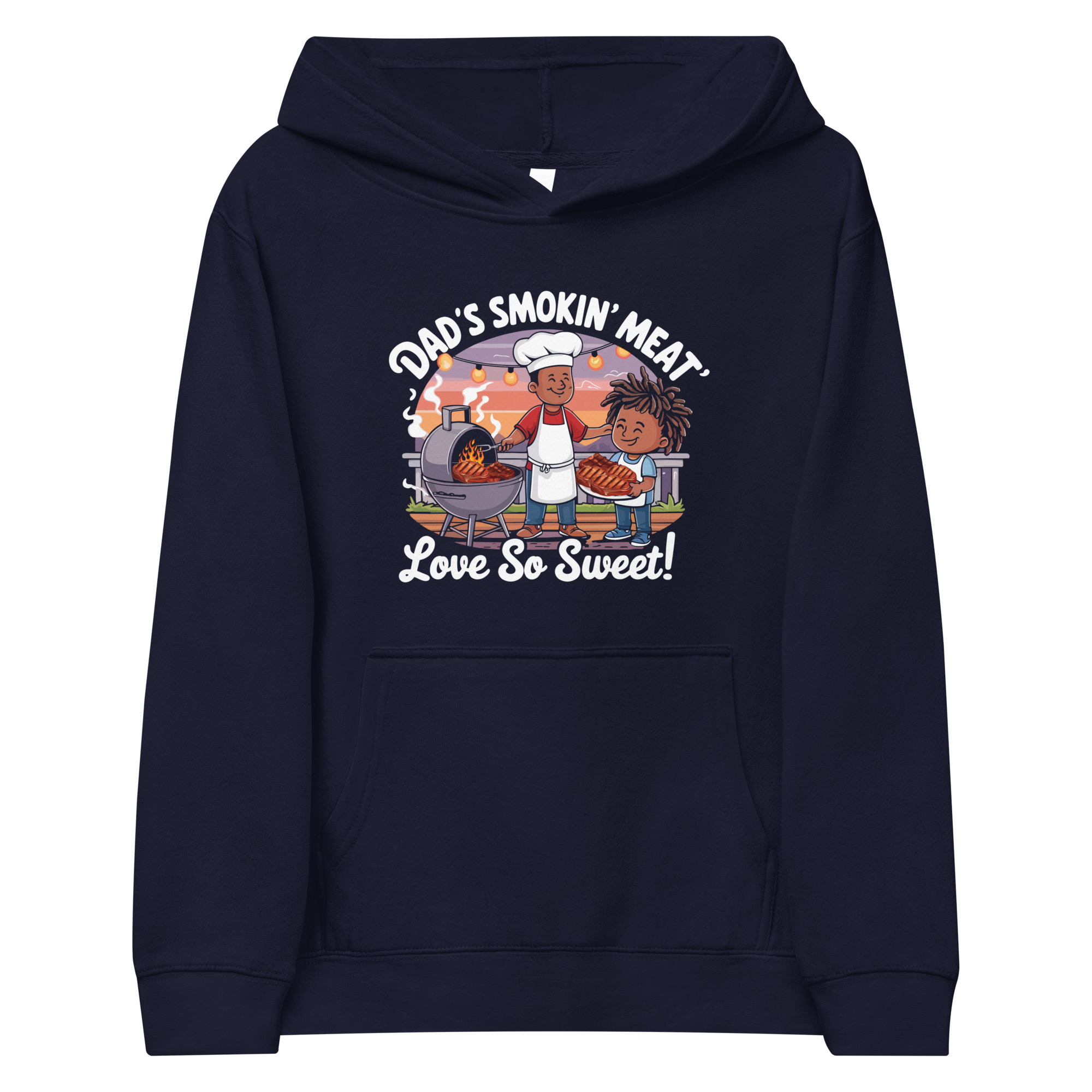 Dad’s Smokin’ Meat, Love So Sweet! Kids Hoodie - Image 3