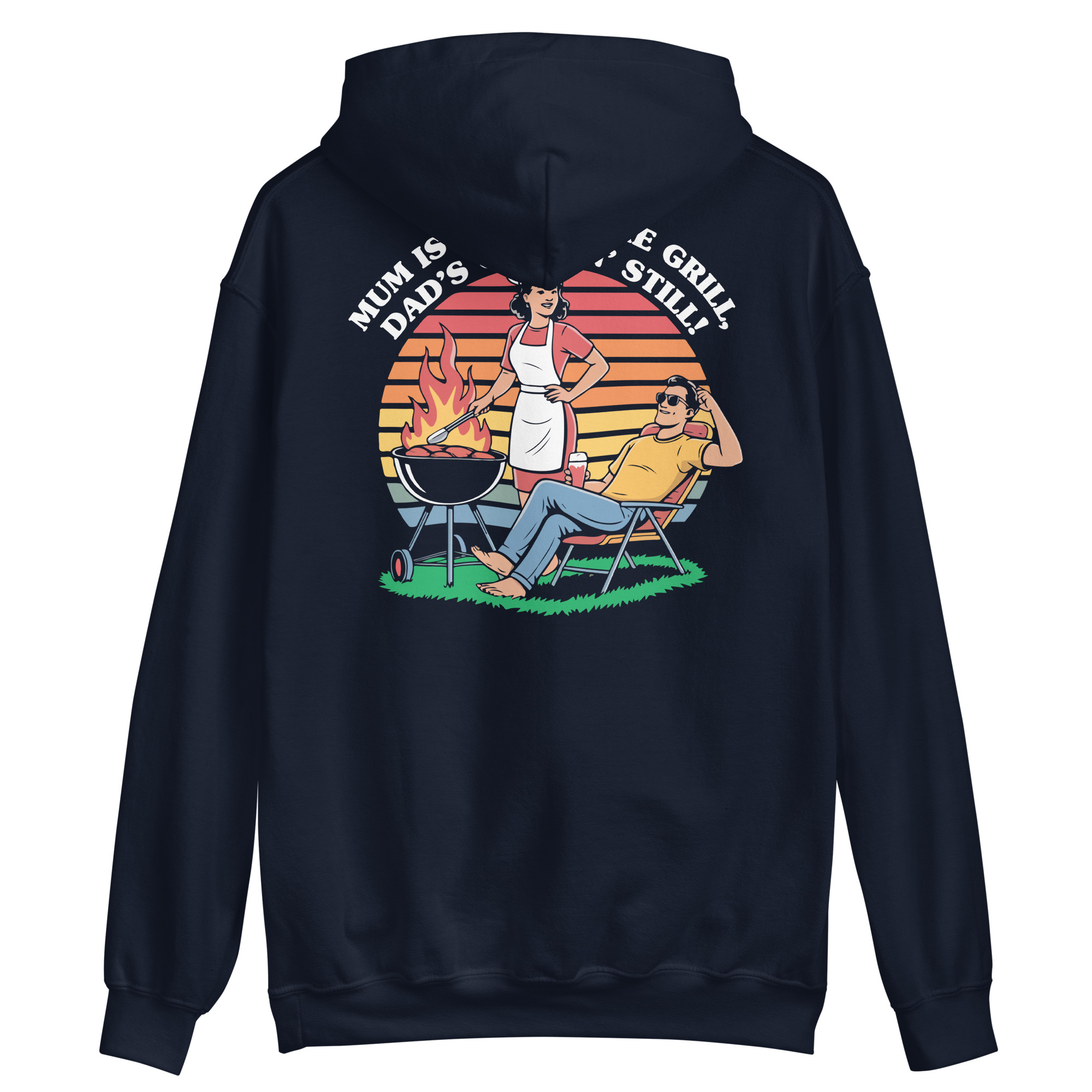 Mum Is Hot on the Grill, Dad’s Chillin’ Still LogoHoodie - Image 7